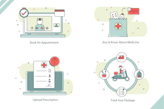 design custom illustrated icon set for your interface or app