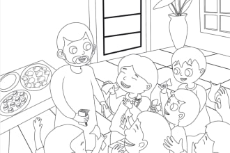 draw line art illustration for children coloring book