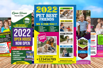 create a childcare, pet, open house, school, summer camp, college flyer