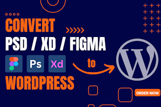 convert figma to wordpress, xd PSD to wordpress with elementor, divi or acf