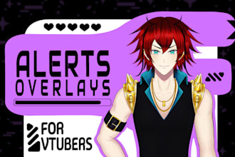 design anime or vtuber overlay logo alerts for stream