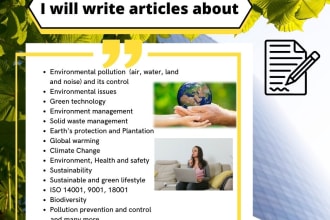 write article, report or blogpost related to environmental science