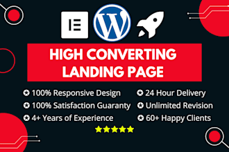 design wordpress landing page or elementor landing page website