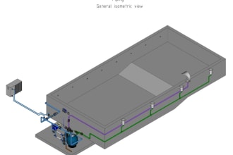 3d design of swimming pool technology and plumbing