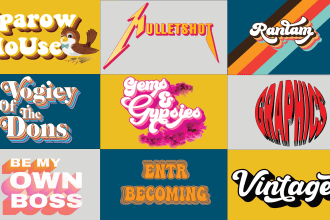 design custom hand lettering, script font logo, retro typography t shirt