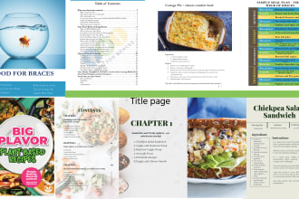 do cookbook design and recipe formatting for KDP, amazon ebook, paperback