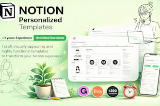 build a notion template, notion pages, notion dashboard and automation workflow
