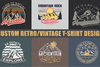 design vintage outdoor and 3d 70s vintage retro typography for t shirt, logo