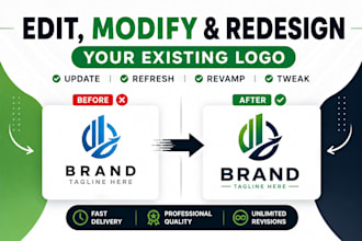 edit, modify, revamp, update or redesign your existing logo