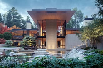 design and render 3d exterior with cinematic lighting
