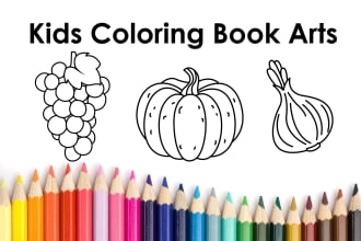 do custom kids coloring book art like fruits or vegetables