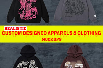 design 3d realistic hoodie, letterman jacket, tshirt mockup