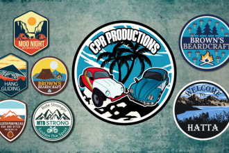 design badge patch  circular round logo adventure sticker decals diecuts