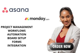 setup project management using asana, monday crm, trello, clickup, notion, jira