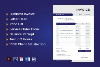 design a beautiful invoice, letter head, business card