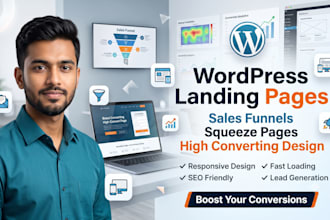 create wordpress website landing page, sales funnel, squeeze page, or homepage