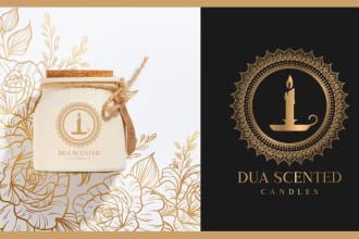 do luxury candle logo and label design with brand identity