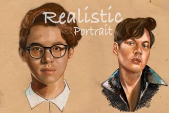 draw realistic portrait in color pencil illustration