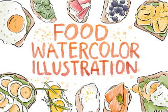draw food and drink watercolor illustration