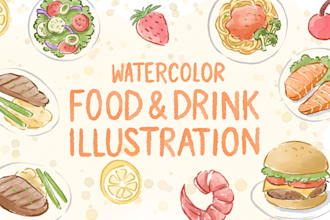 create custom watercolor food illustration for brand or menu