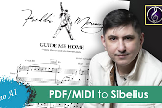 transcribe your PDF, midi or handwritten sheet music to sibelius