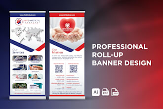 design a roll up banner, retractable banner, and pull up signage