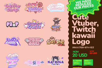 create a cute vtuber, twitch kawaii logo