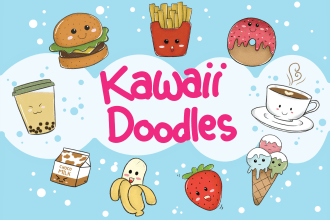 draw cute kawaii doodle foods and drinks in 24 hours