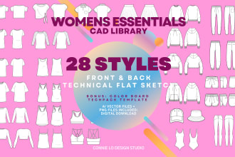 provide a flat sketch drawing library womens collection