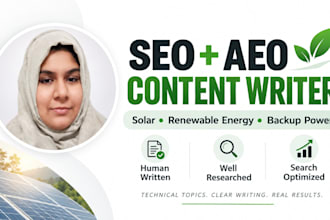 write SEO and a solar energy articles and blog posts