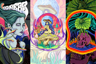 create detailed of fantasy hippie psychedelic for your merch