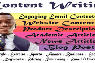 write creative contents and research articles on economy, health and society