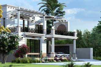 create classical  3d exterior rendering for you house