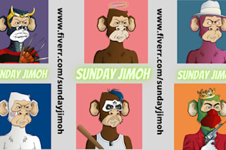 custom nft art design, nft design, nft collection, nft creator, cartoon nft arts
