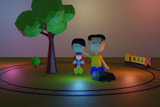 make 2 cute low poly 3d models for you