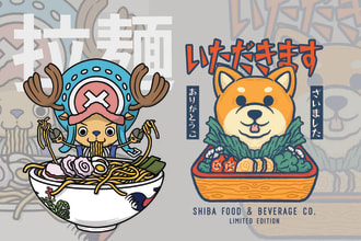 design tshirt sticker food cartoon japanese illustration