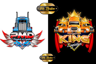 draw trucking transport dispatching trucking business logo