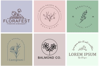 make beautiful elegant hand drawn botanical boho logo design
