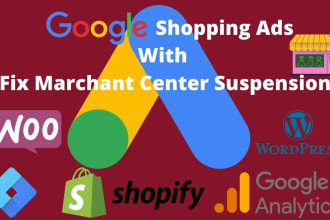 fix google merchant center suspension and misrepresentation, create shopping ads