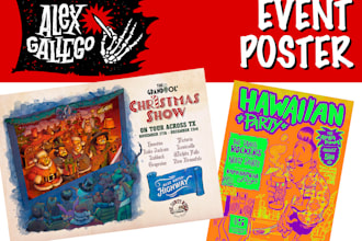 draw a cartoon poster, flyer or brochure for your event