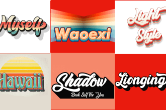 design 3d 70s vintage retro, custom hand lettering typography for logo, t shirt