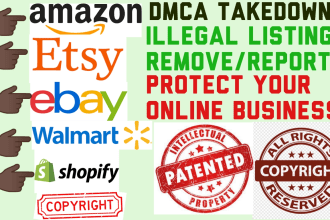 remove illegal,pirated,copyrighted,and stolen content from amazon,ebay,etsy,