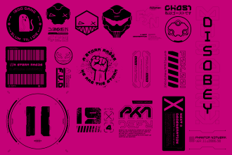 create cyberpunk graphic decals for print and nft