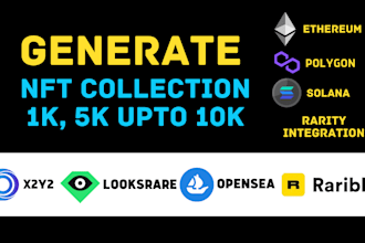 generate 1k, 5k upto 10k unique nft collection with metadata