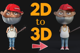 create 3d character from 2d artwork, 2d to 3d conversion