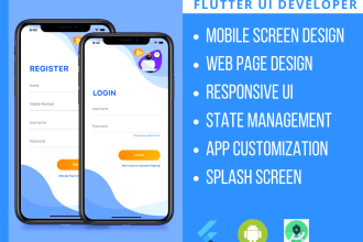 develop mobile,  web flutter UI from figma design
