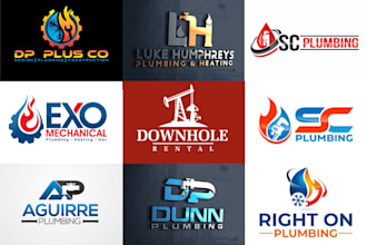 design a plumbing heating air conditioning hvac oil gas logo