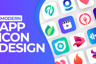 do modern mobile app icon design, website icon, favicon, and logo design