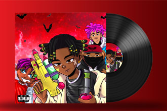 draw super detailed cartoon album cover or single cover art