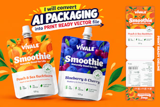 recreate ai generated packaging design into print ready vector files